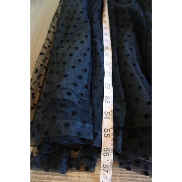 Manoush Dress Womens 8 Black Lace Polka Dot Maxi Long Sleeve Stretch Tulle Goth - Picture 9 of 12